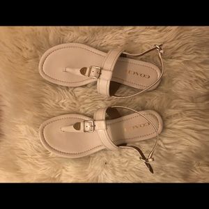 Cream coach sandals